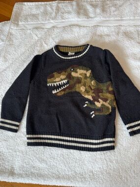 GAP Toddler Dinosaur Knit Sweater in Black, Olive, Brown 2T